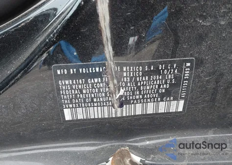 2025 Volkswagen Jetta 1.5T Sport from USA, damaged, VIN 3VWBX7BU8SM034343